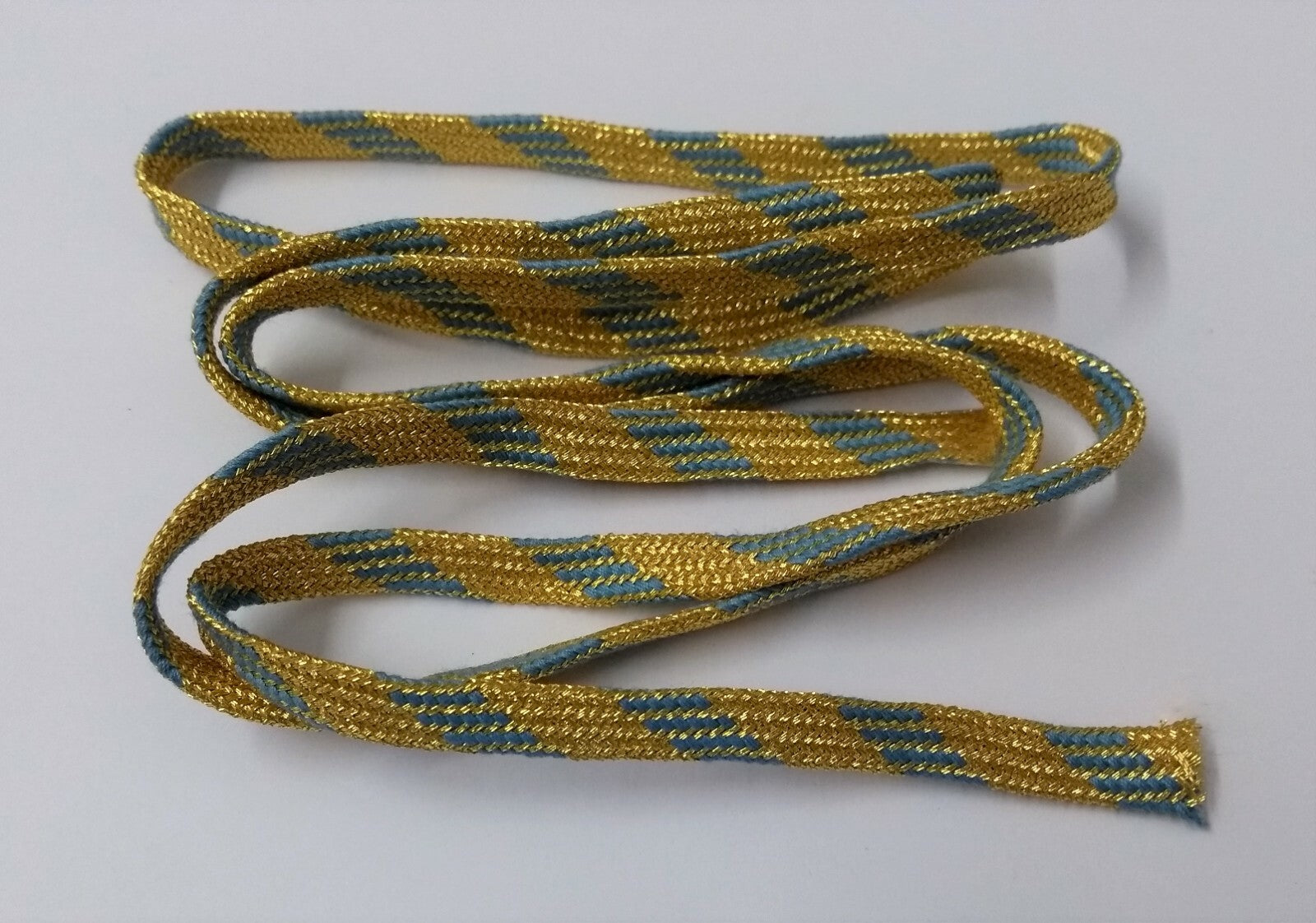 Genuine Issue Tubular Ceremonial Sky Blue on Gold 6mm Braid 6 Flecks 2M