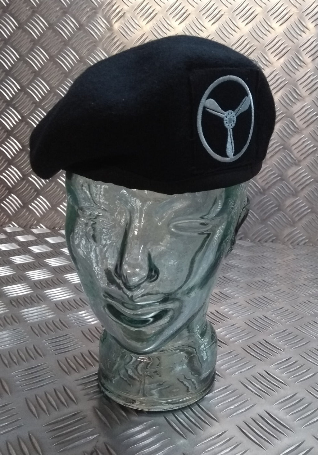 SAC Beret Cap Black With Senior Aircraftman RAF Royal Air Force Patch Size 59cm
