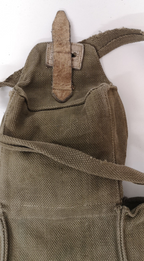 Vintage Belgian Army Canvas Shoulder Satchel Bag Gas Mask Heavy Duty Webbing