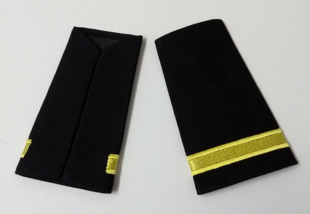Officers Shoulder Slides 1 Bar Light Gold on Black Naval & Pilot Epaulettes