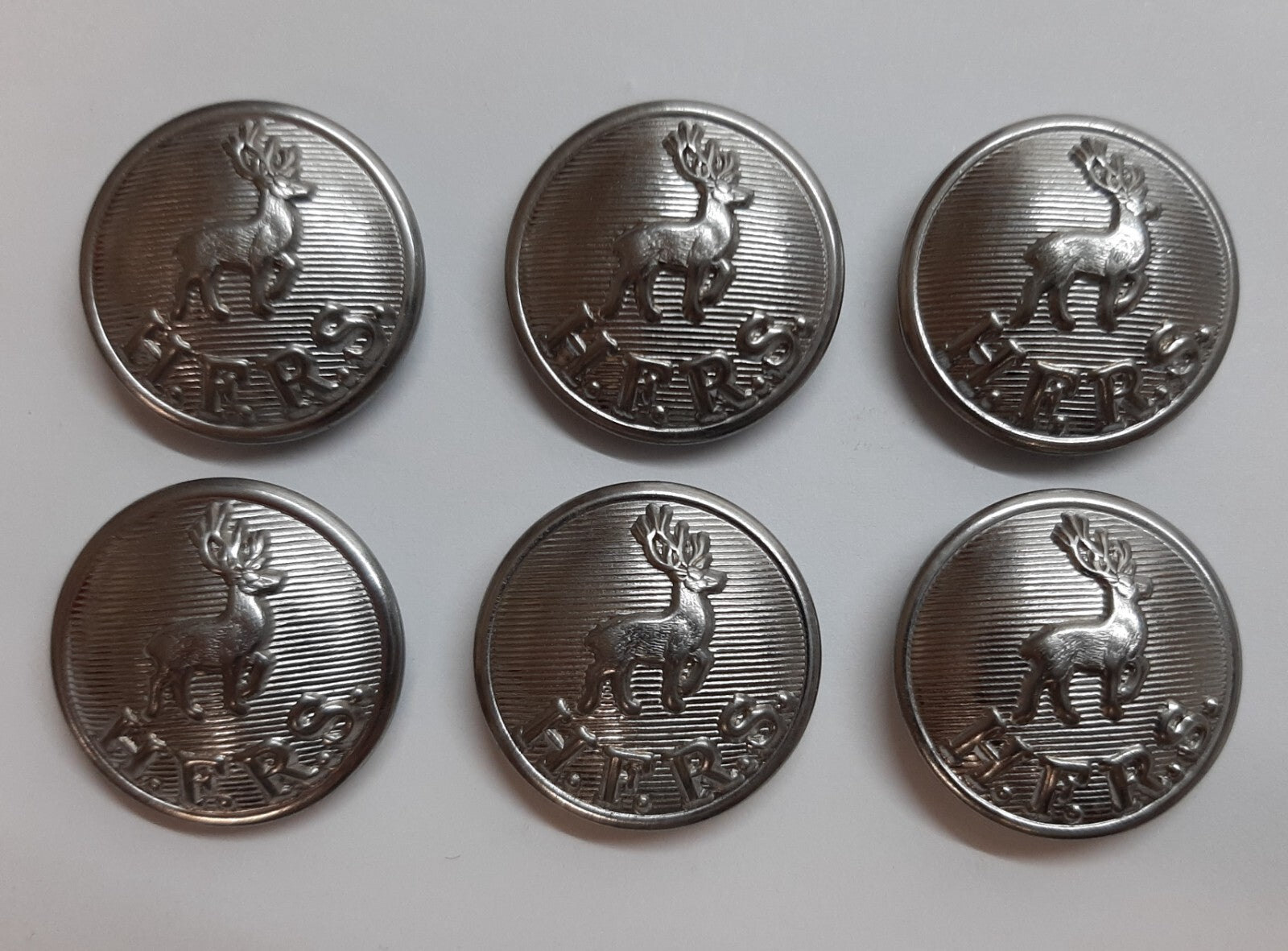 Hertfordshire Buttons Ring Back H F R S Obsolete Stag / Hart Insignia 26L 3 Prs