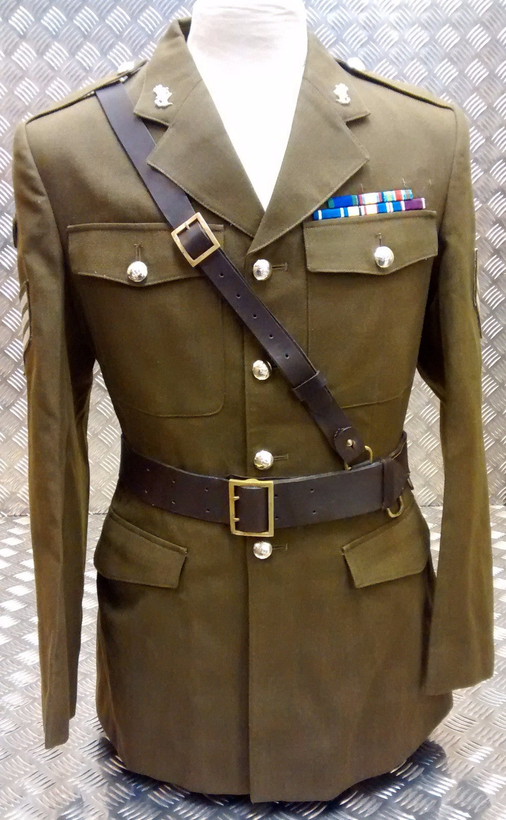 Vintage Brown Leather Sam Browne Belt Missing D Clip