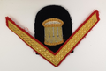 Royal Marines Red Gold 1 Bar Chevron with Drum / Band Badge
