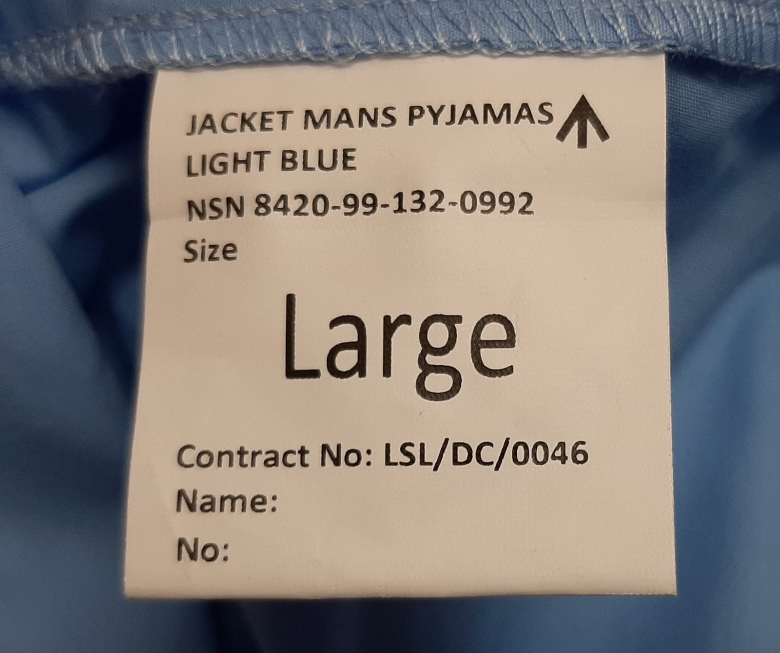 British Pyjama Top Light Blue Loose Fit Poly Cotton Size Large NEW