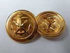 Genuine Naval Artillery Anchor & Cannon Insignia Shank Buttons X6 ASBT225