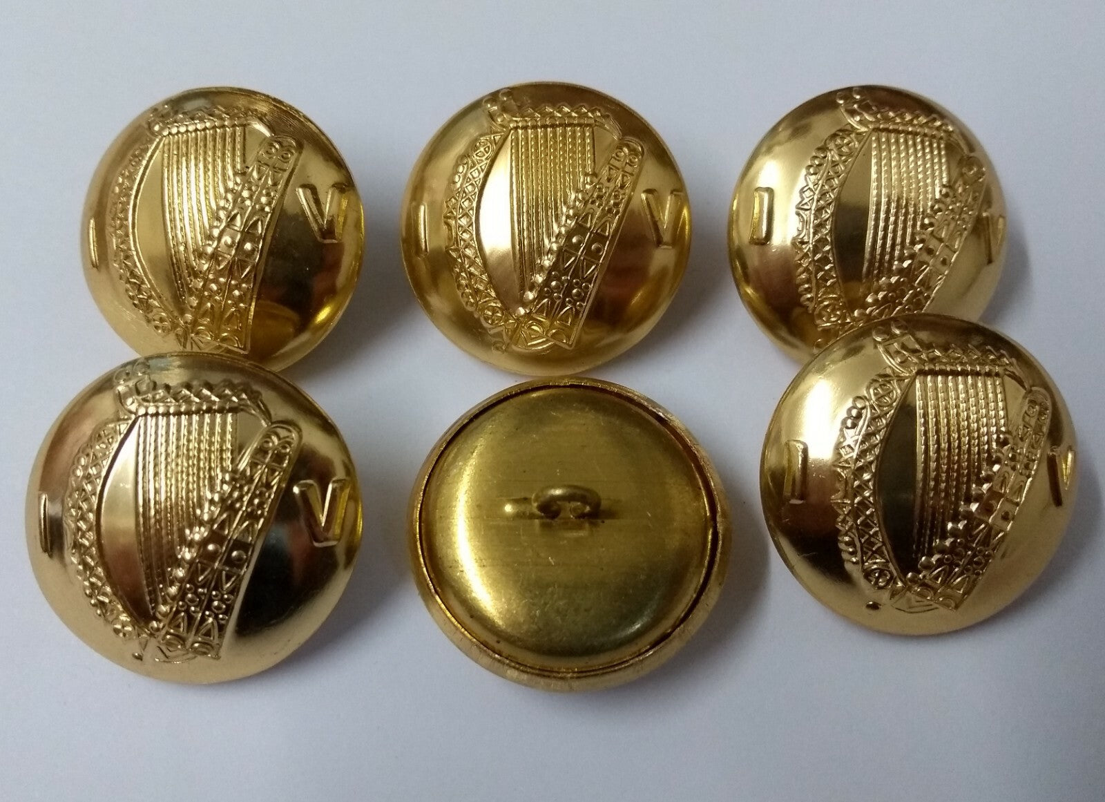 Genuine Vintage IV Harp insignia Shank Buttons x 6 - New