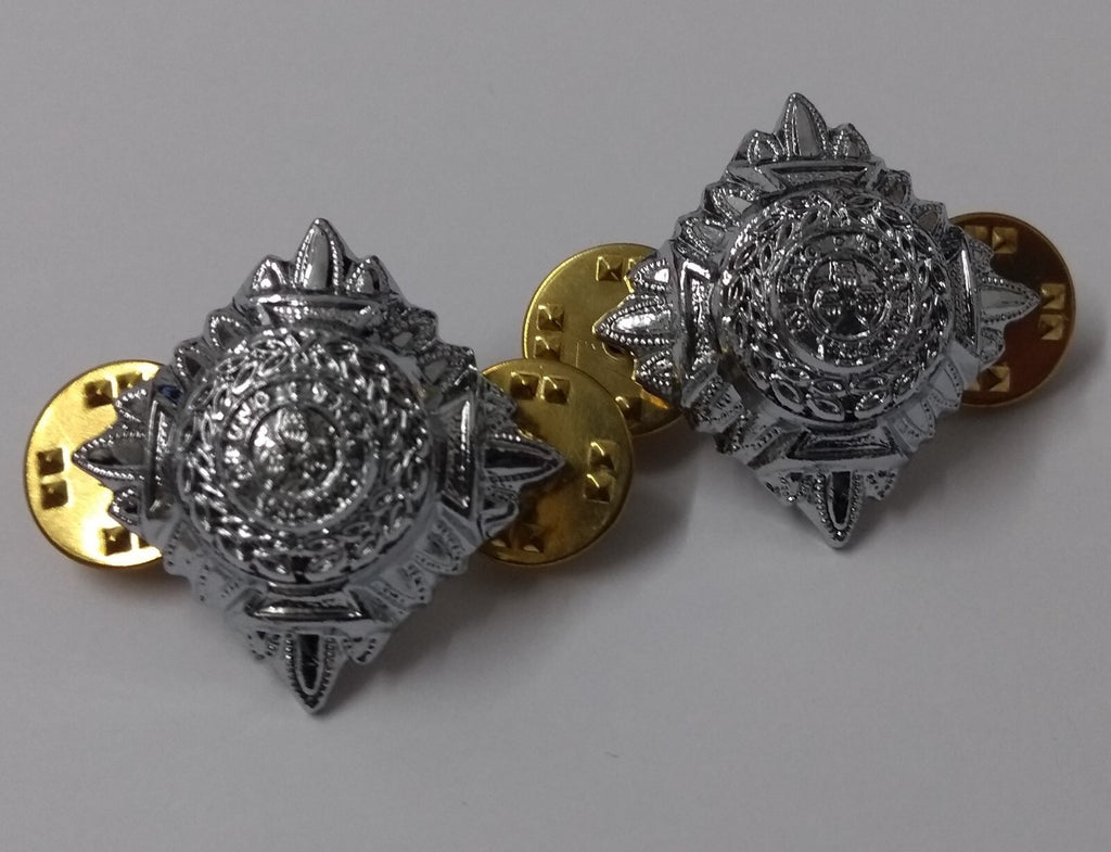 Chrome Pips 3/4" Silver Officer Rank Bath Stars Snap Pin Old Pattern X2
