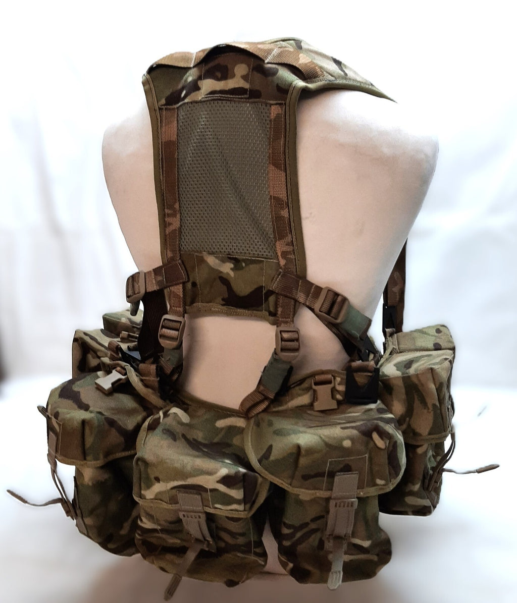 Airborne Army Webbing British Assault Camo Belt Yoke & Assorted Pouches (5)
