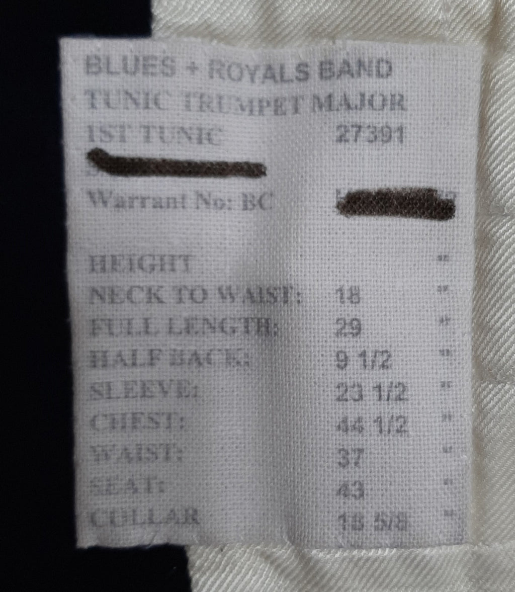 RHG 1st D Blues & Royals Trumpet Major Pattern British Army HCav Tunic 44.5"