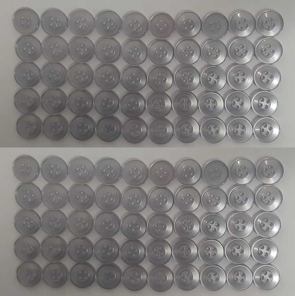 100 Vintage Buttons 4 Hole For Dress Shirts Pearlesque Cool Blue 12.6mm NOS