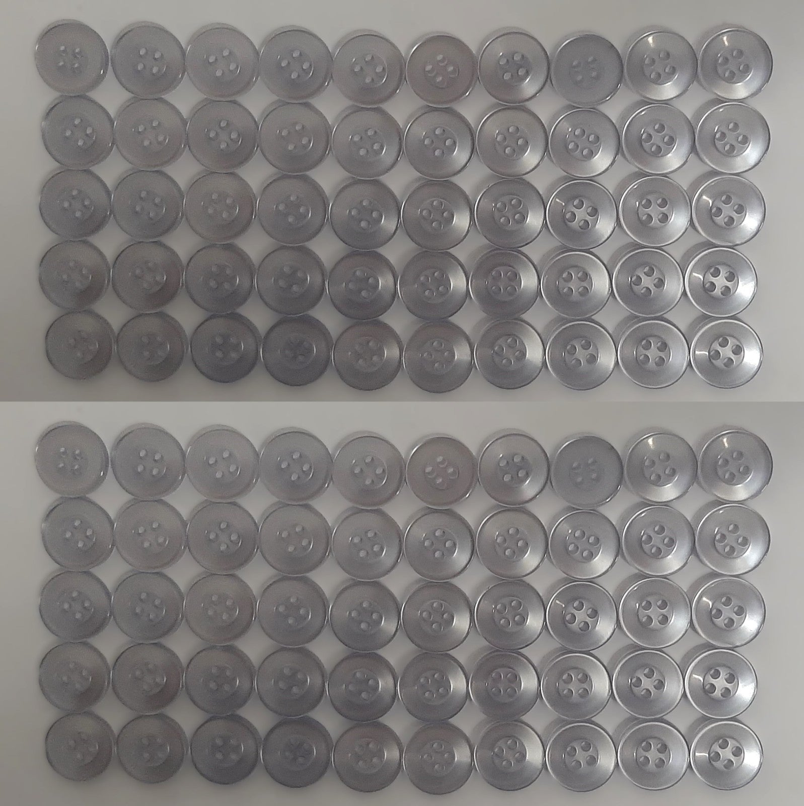 100 Vintage Buttons 4 Hole For Dress Shirts Pearlesque Cool Blue 12.6mm NOS