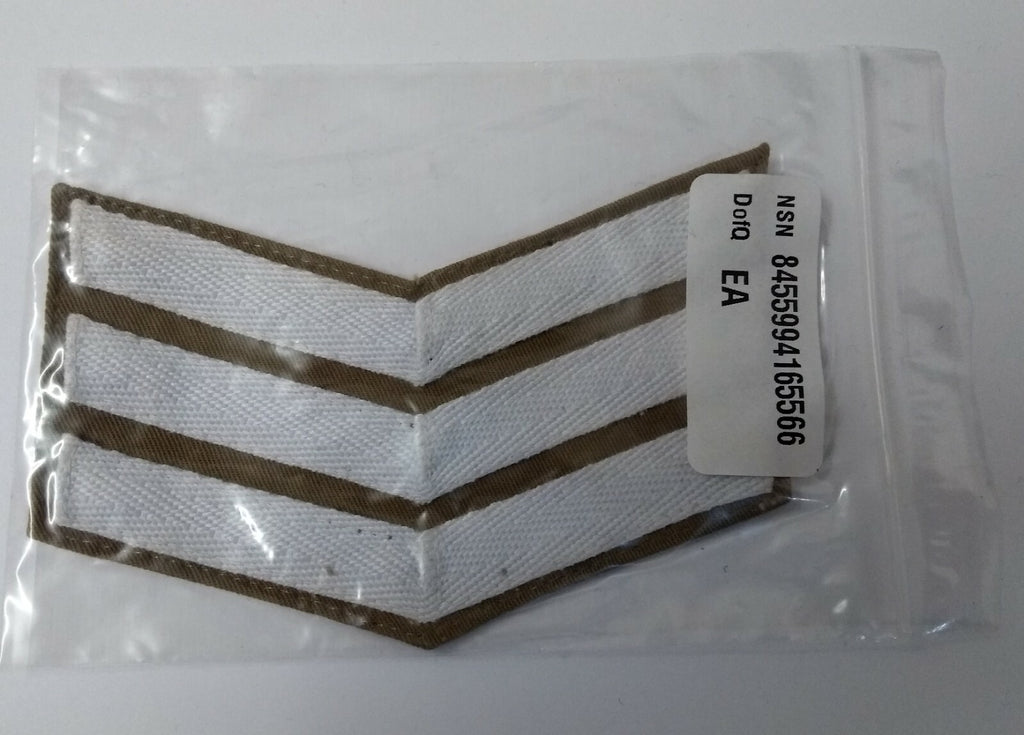RM Royal Marines 3 Bar Chevrons For Stone Shirts No2 Khaki White Stripes RN Royal Navy NEW
