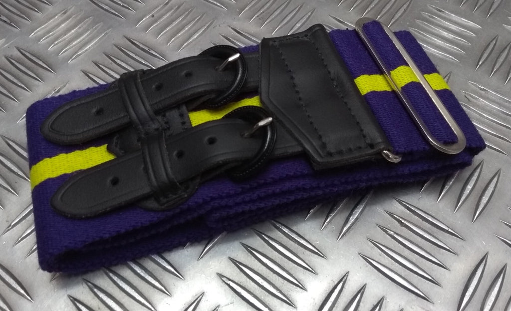 Stable Belt Issue Purple with Yellow Stripe Double Leather Strap 36"