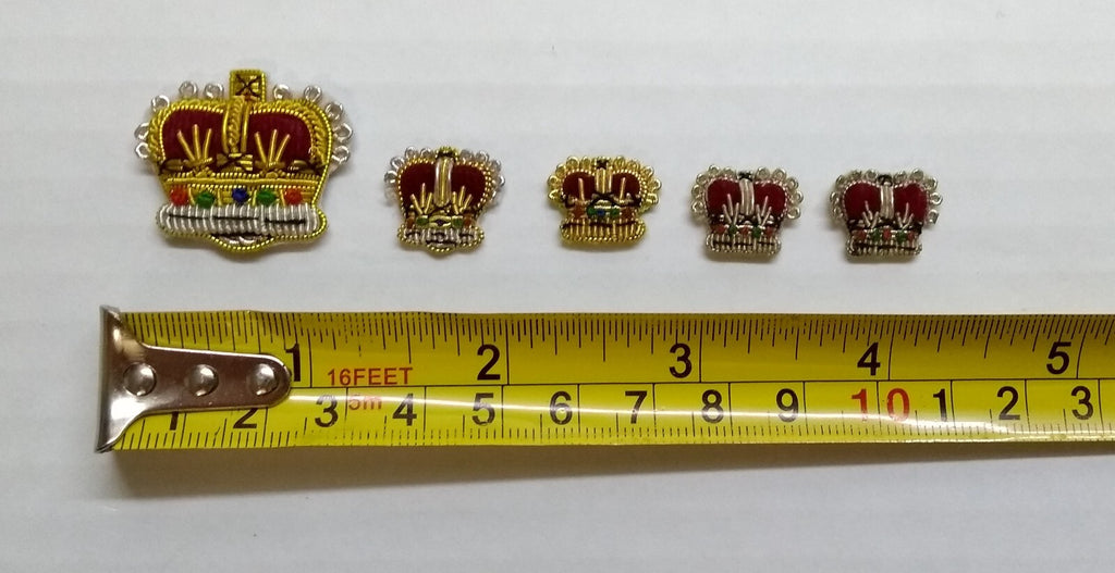 Army Crowns Gold/Silver With Crimson Padding Hand Embroidered H/E Insignia X5