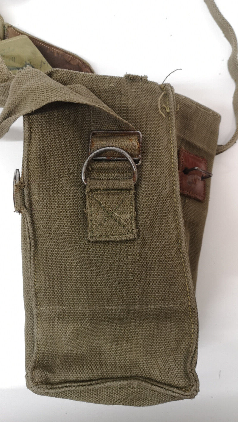 Vintage Belgian Army Canvas Shoulder Satchel Bag Gas Mask Heavy Duty Webbing