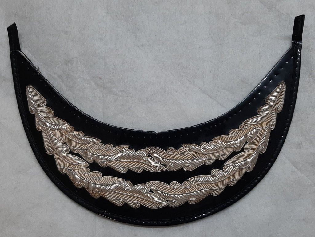 Officers Patent Peak British Forces Dress Hat Visor 2 Row Oak Leaf Silver Wire