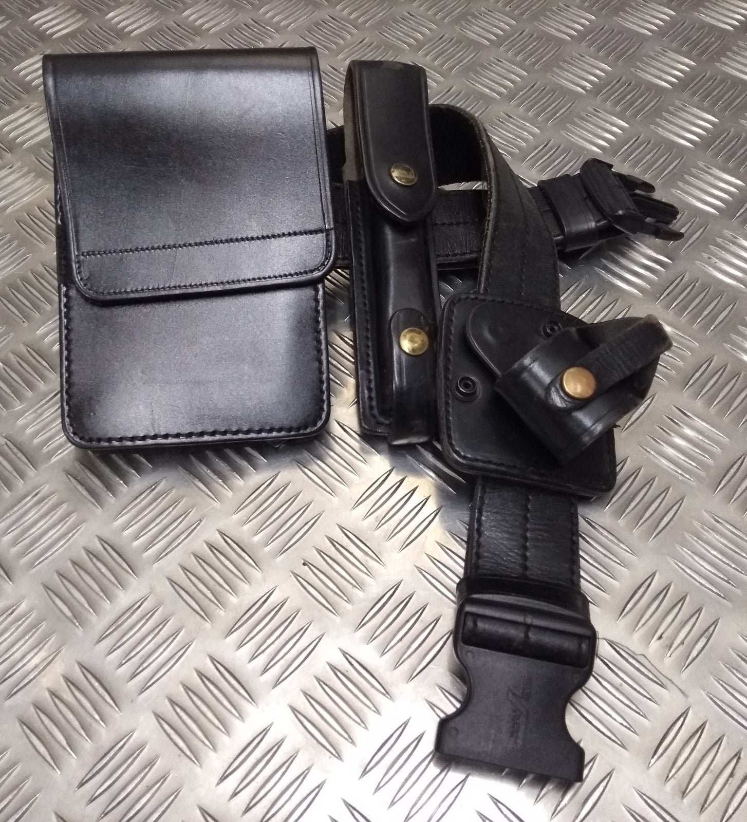 Black PWL Leather 4 piece Duty Belt and Pouches Set