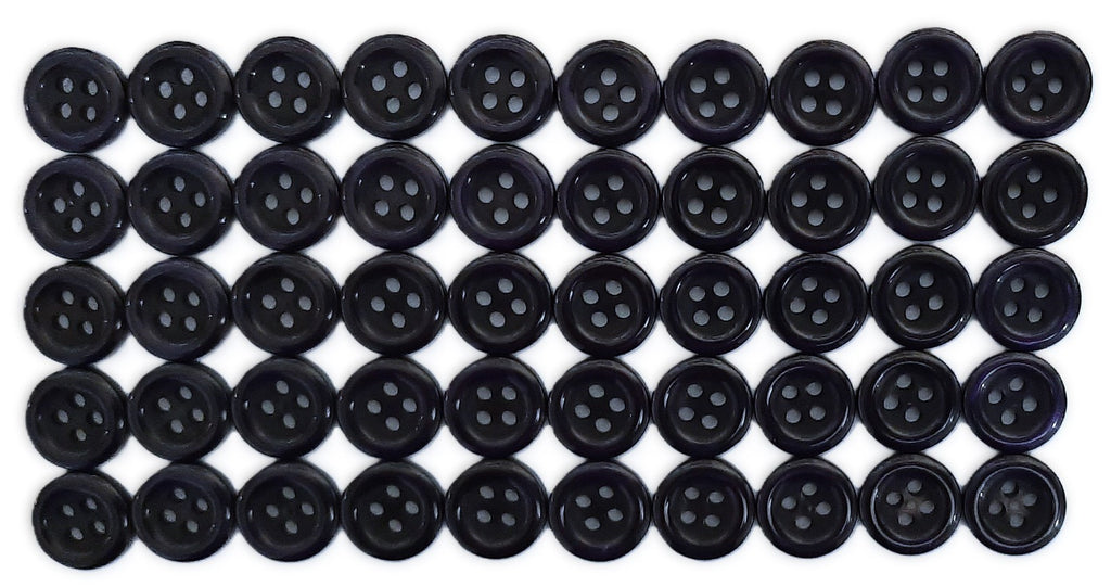 100 Vintage Buttons 4 Hole Shirt / Shank Anchors Pearlesque Dark Blue 11.4mm NOS