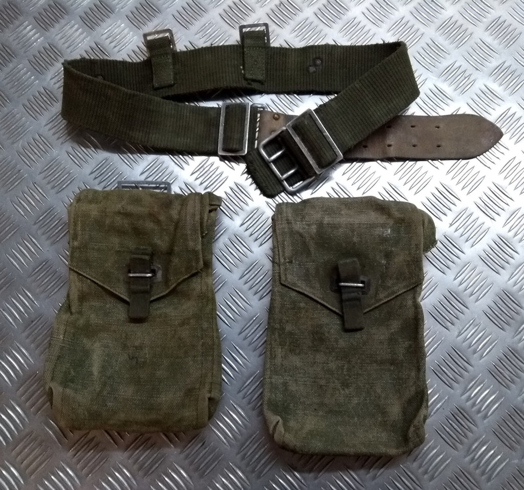 M39 Belt & Utility Pouches WW2 Pattern Heavy Canvas Vintage Army Webbing ASST