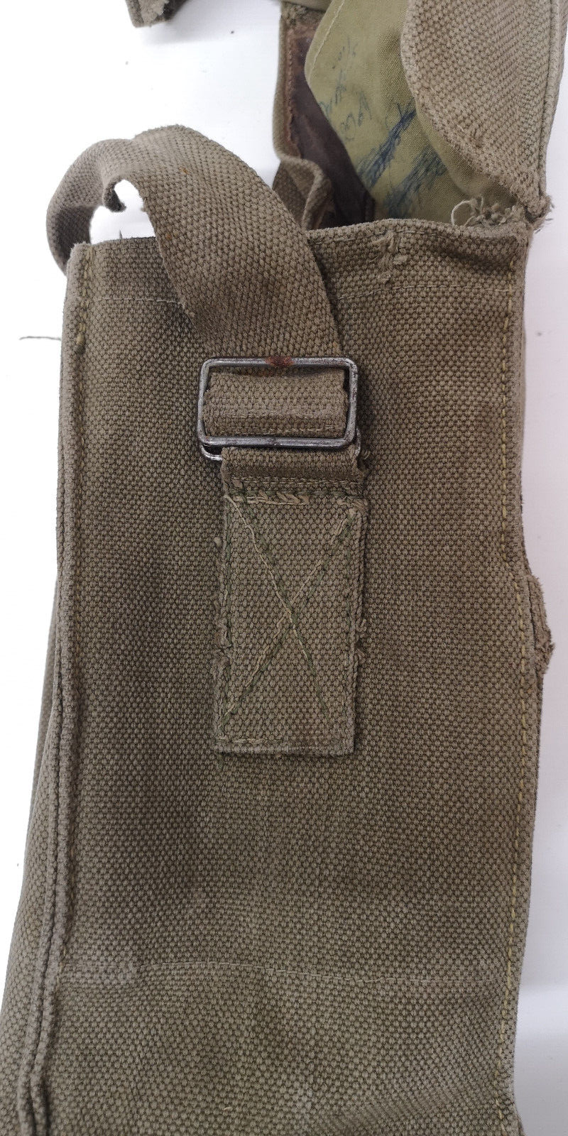 Vintage Belgian Army Canvas Shoulder Satchel Bag Gas Mask Heavy Duty Webbing