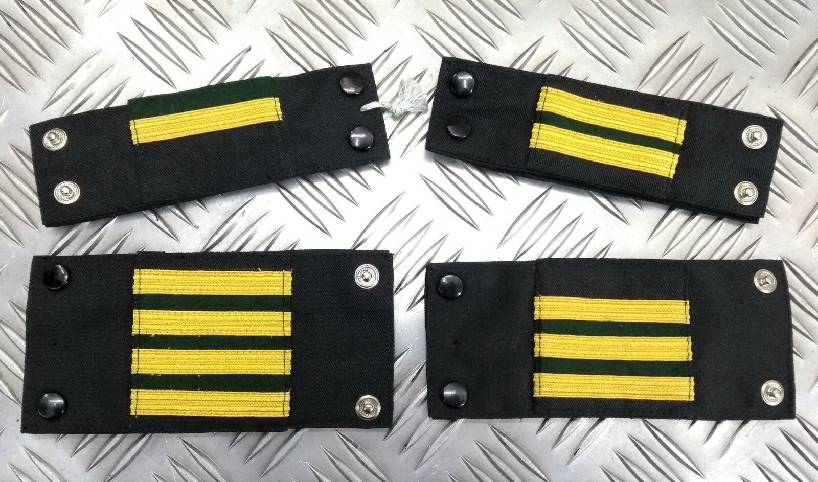 Genuine Vintage Navy Rank Shoulder Tabs Press Stud Gold Lace & Green Flashes