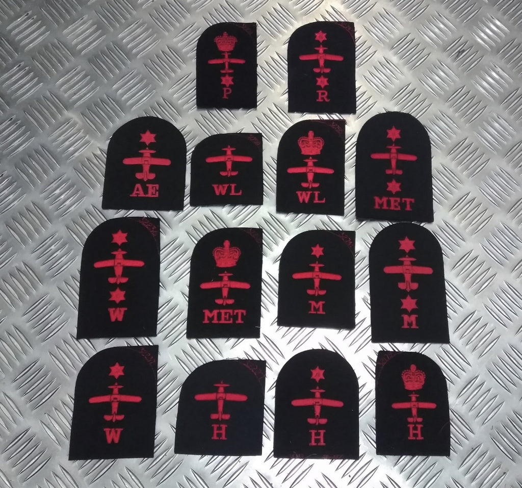 Royal Navy Red on Black Embroidered Assorted Branch Qualification Badges Various