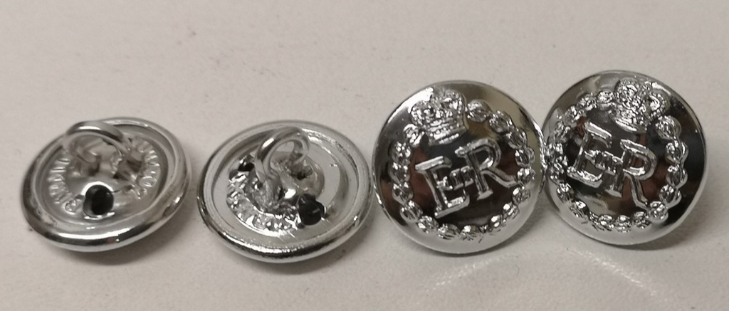 RMP Buttons Dress Cap Size 22L Silver Army Style ER II Queen's Crown Version