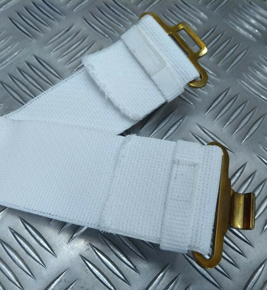 British Army Issue White Courlene Parade Belt with Brass Buckle