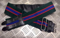 Genuine British Green With Red/Blue Stripes Double Buckles Stable Belt