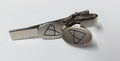 Chrome Double Pivot Tie Clip & matching Lapel Pin Badge Unknow Insignia