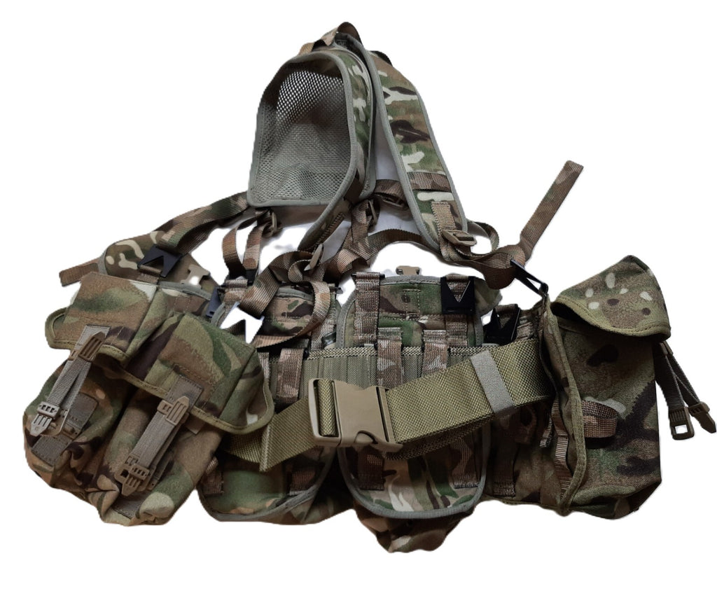 Airborne Army Webbing British Assault Camo Belt Yoke & Assorted Pouches (5)