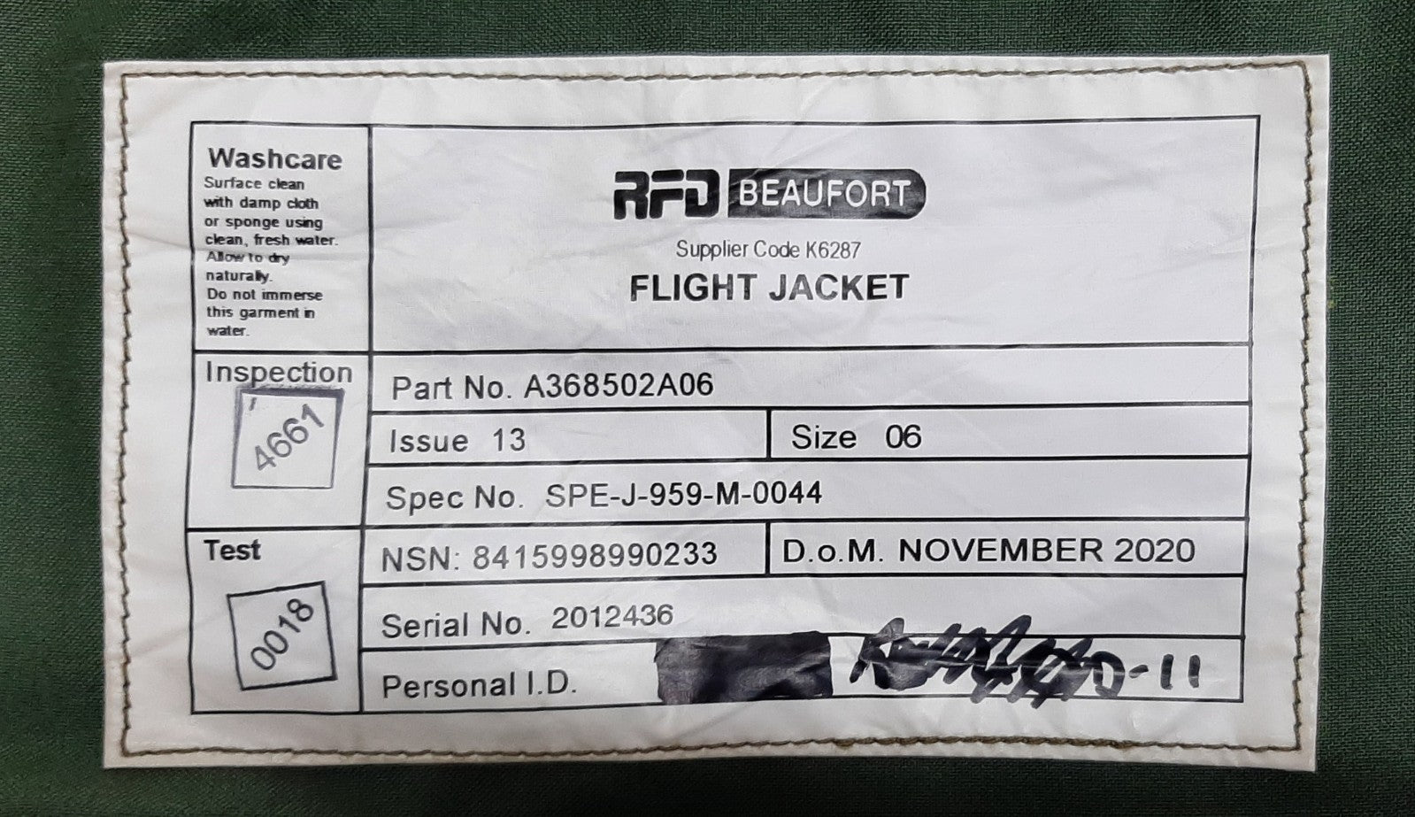 Flight Jacket RFD Beaufort- Euro Fighter / Typhoon Life preserver Jet Pilot