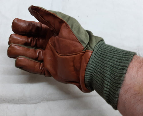 Aircrew Gloves RAF Royal Air Force & British Army 1980s Pattern Leather Palm Cotton Lined USED