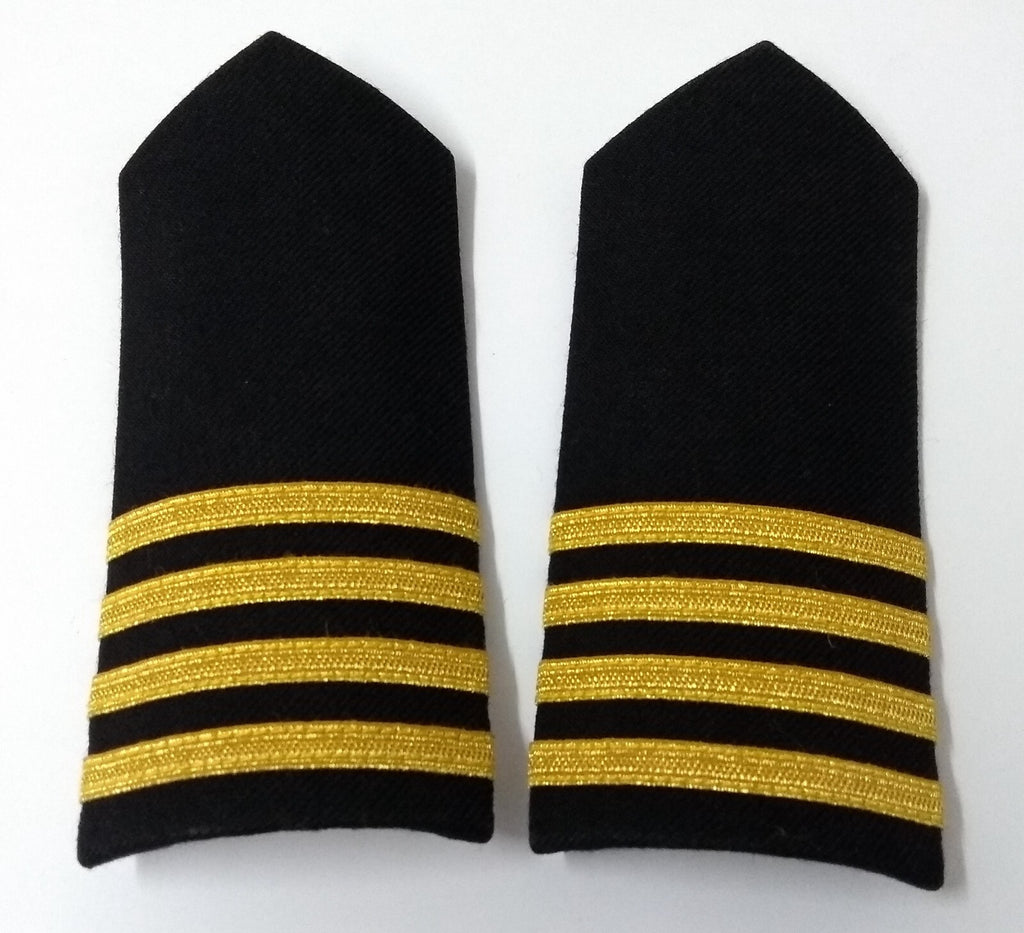 Naval 4 Bar Shoulder Boards Epaulette Black & Gold Detail Fancy Dress