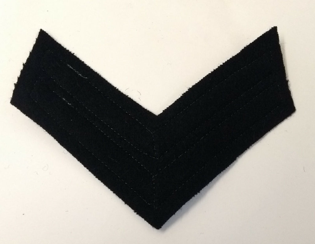 Genuine British Gold 2 Bar Embroidered Chevron On Black Felt
