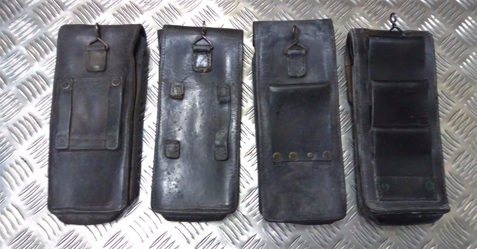 Genuine Vintage Army Leather Pouch with belt loops and metal loop - with Defect