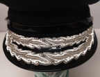Plain Black Double Oak Leaf Peaked Cap with Lords Silver Buttons 57cm