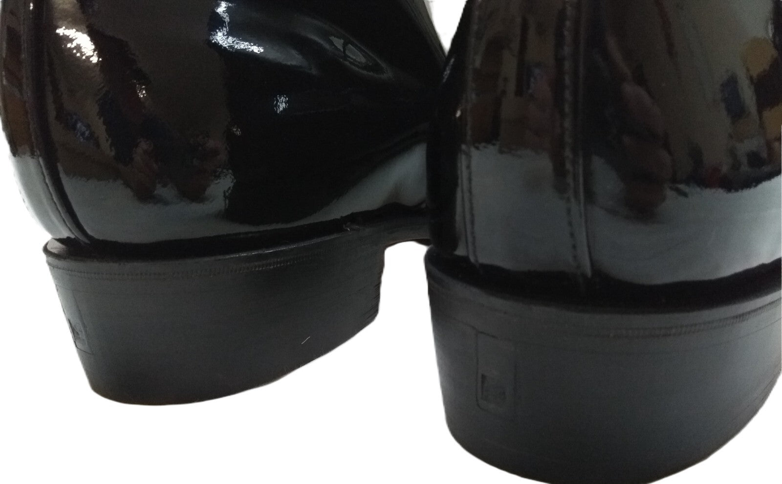 Sanders George Boots Officers Black Patent With Spur Box Housing UK 13
