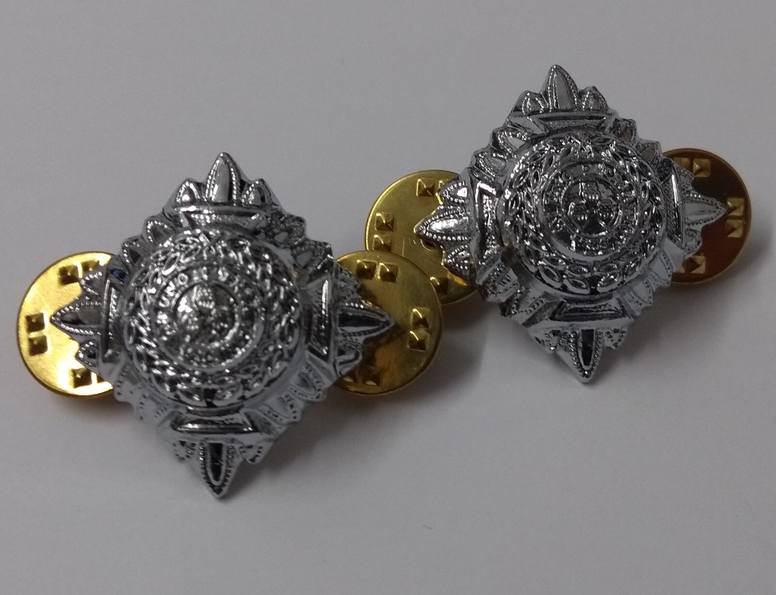 Chrome Pips 3/4" Silver Officer Rank Bath Stars Snap Pin Old Pattern X2