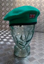 British Beret Hobson of London Vintage Green Wool Lined Cap UK Flag