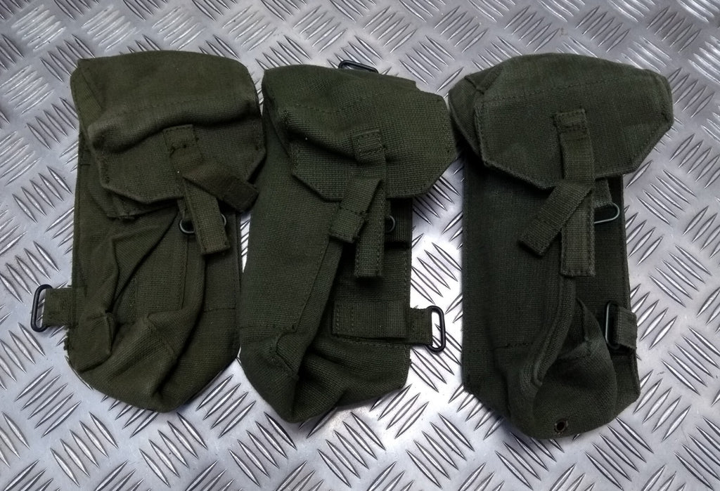 Vintage Webbing Pouch British Army Issue Green Ammo / Utility Web Case X 3