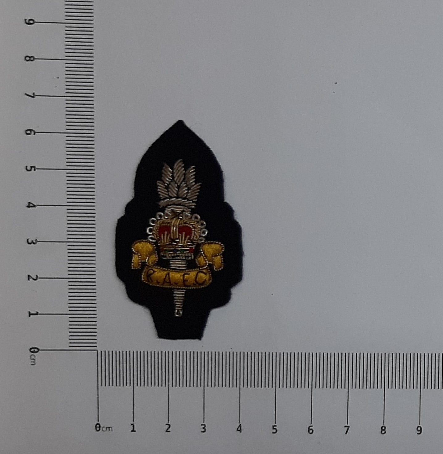 RAEC Hat / Cap Badge Hand Embroidered Vintage New Old Stock