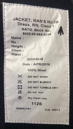 No1B RN Jacket PO Mans Royal British Naval Dress Petty Navy Size 112cm S