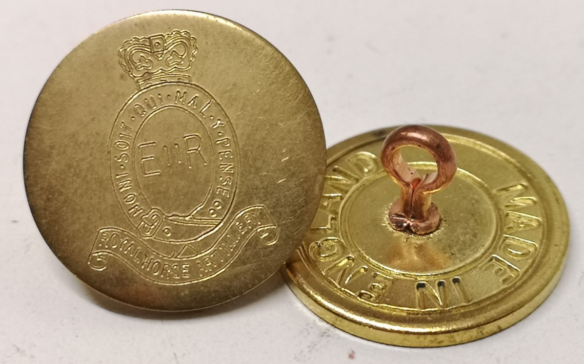 Blazer Buttons Engraved with Royal Horse Artillery Insignia 32L Brass Coloured