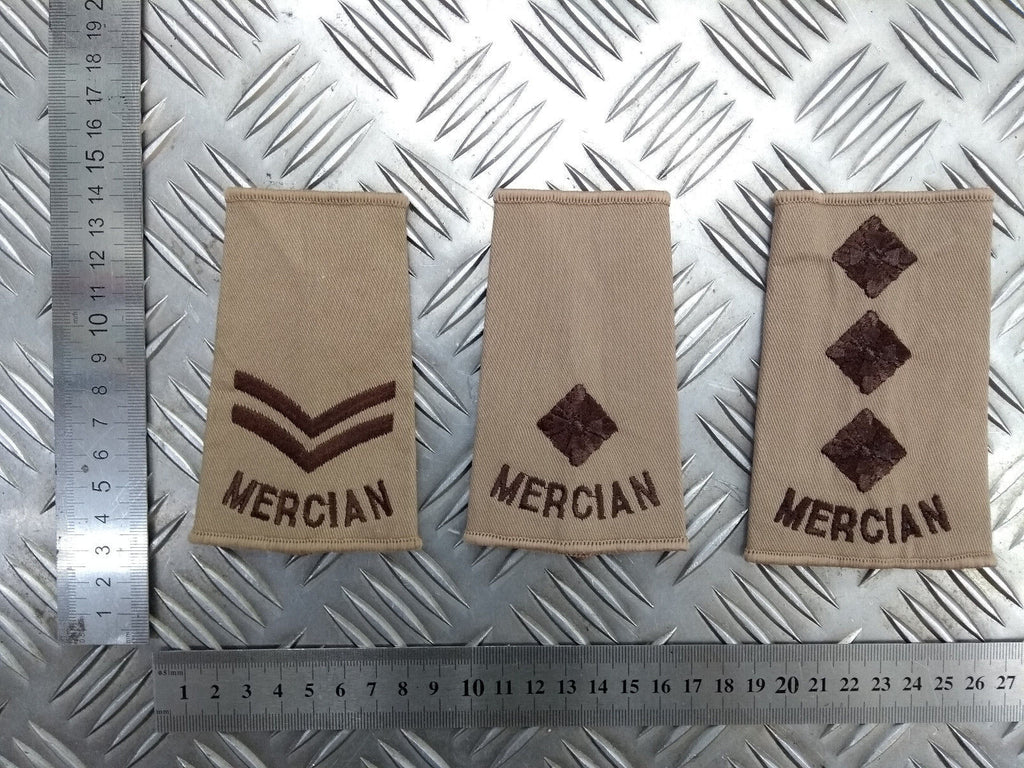 Mercian Regiment Rank Slides Khaki / Dark Sand / Light Brown Various Ranks