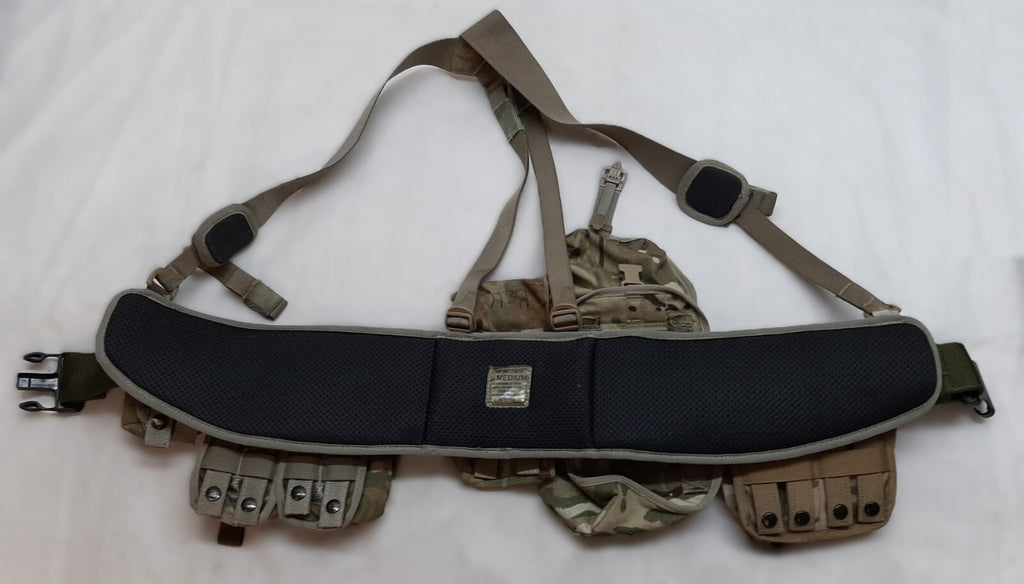 Airborne Army Webbing British MTP Camo Assault Belt Yoke & Assorted Pouches (6)