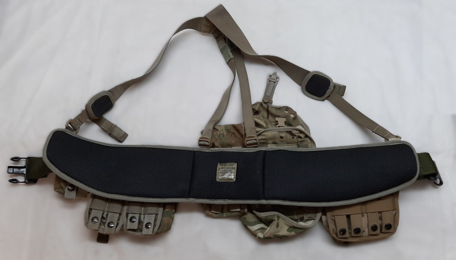 Airborne Army Webbing British MTP Camo Assault Belt Yoke & Assorted Pouches (6)