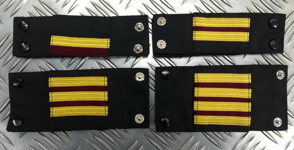 Genuine Vintage Navy Rank Shoulder Tabs Press Stud Gold Lace & Burgundy Flashes