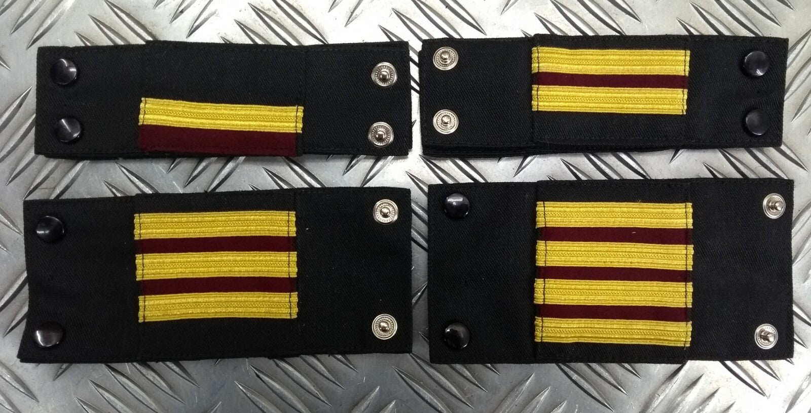 Genuine Vintage Navy Rank Shoulder Tabs Press Stud Gold Lace & Burgundy Flashes