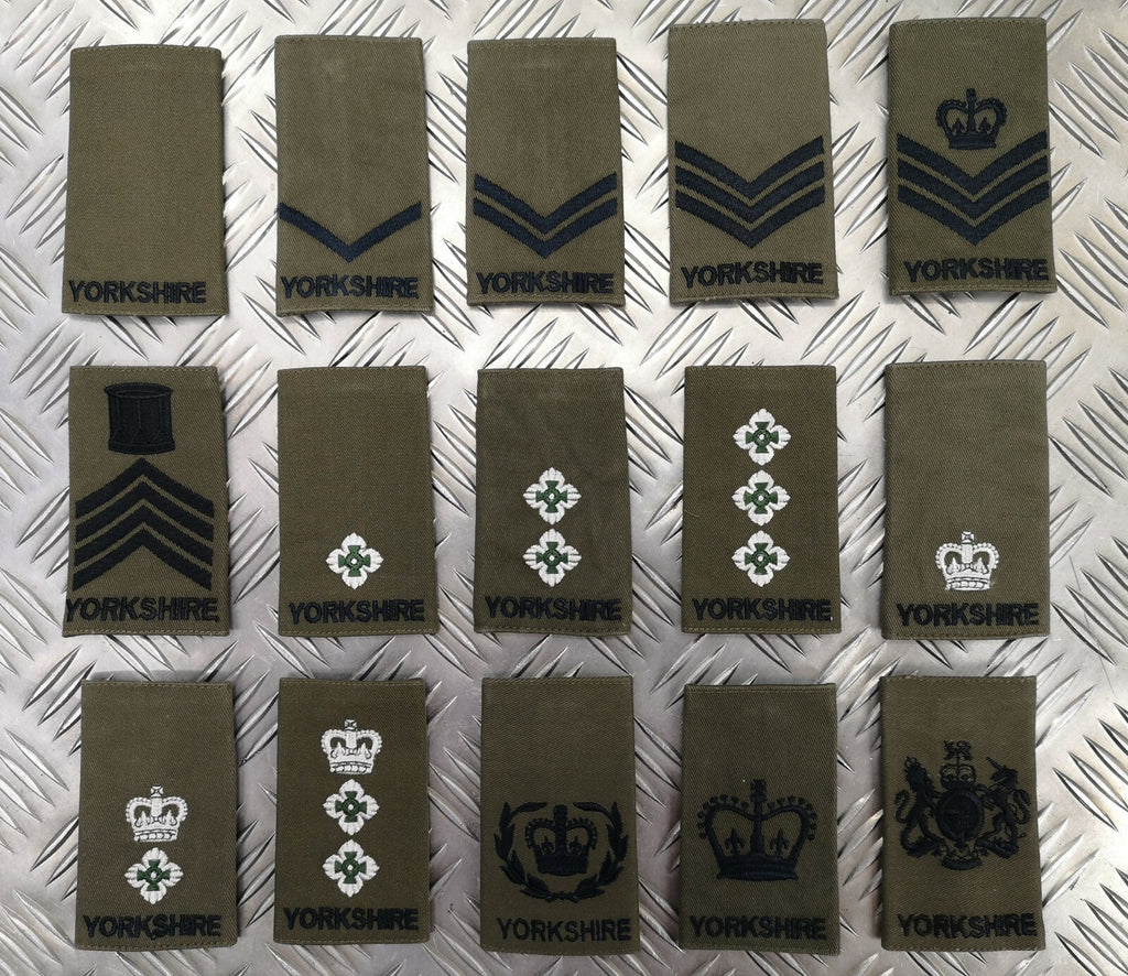 Yorkshire Rank Slide Olive Drab Green Various Ranks Available - NEW